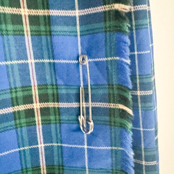 Vintage Deadstock Bonda Nova Scotia Tartan Blue Plaid Pleated Wool Midi Skirt 10 - Picture 2 of 9